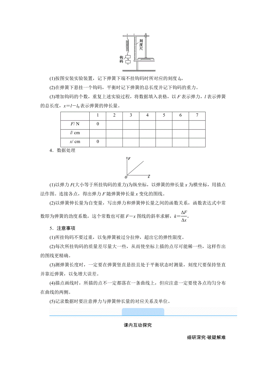 新教材2021-2022学年高中物理人教版必修第一册学案：第3章 实验：探究弹力和弹簧伸长的关系 WORD版含解析.doc_第2页