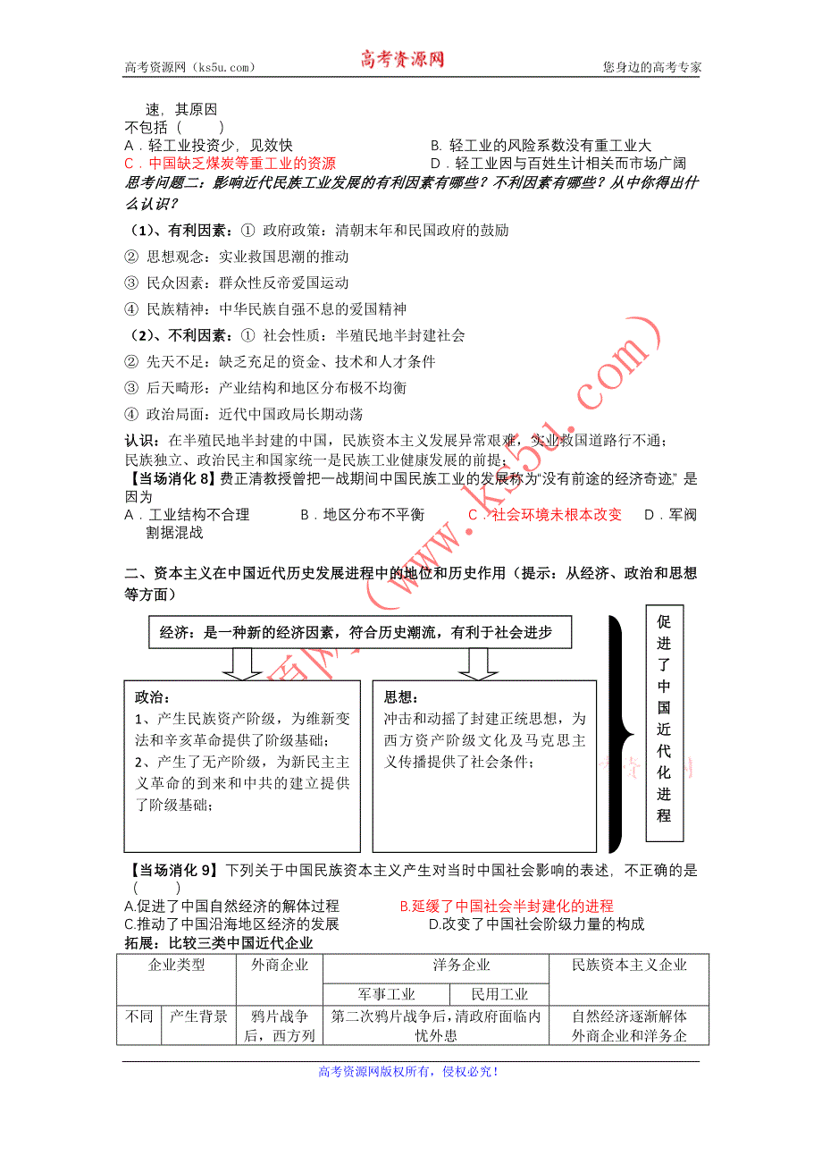 2012高一历史学案 3.2 中国民族资本主义的曲折发展 10（人教版必修2）.doc_第3页