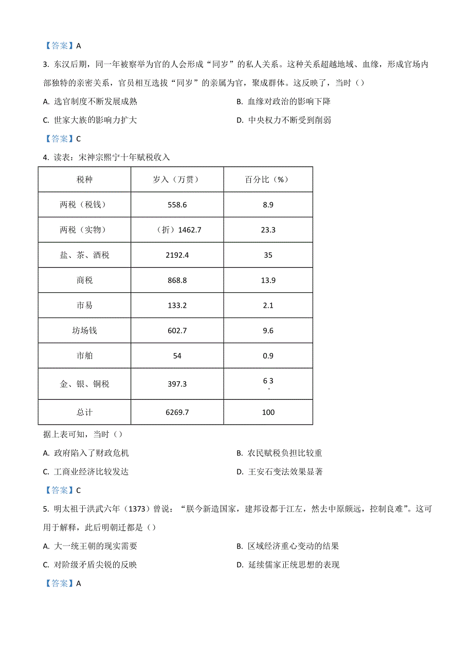 广东省汕头市2021-2022学年度高二下学期期末考试 历史 WORD版含答案.doc_第2页