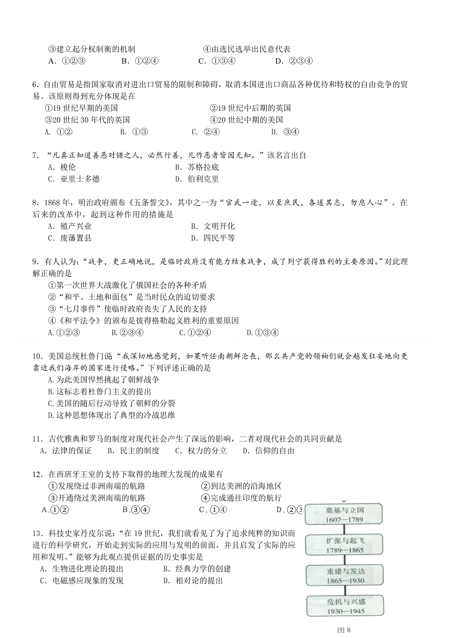 北京市日坛中学2011-2012学年高二6月检测练习历史试题（无答案）.doc_第2页