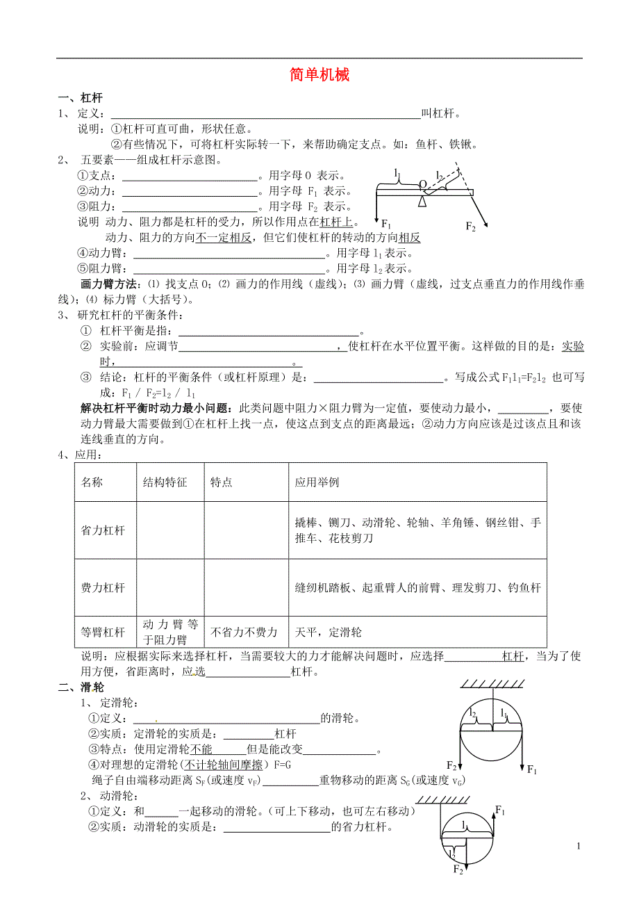 江苏省江阴市澄西中学八年级物理下册《简单机械》检测题（无答案） 苏科版.docx_第1页