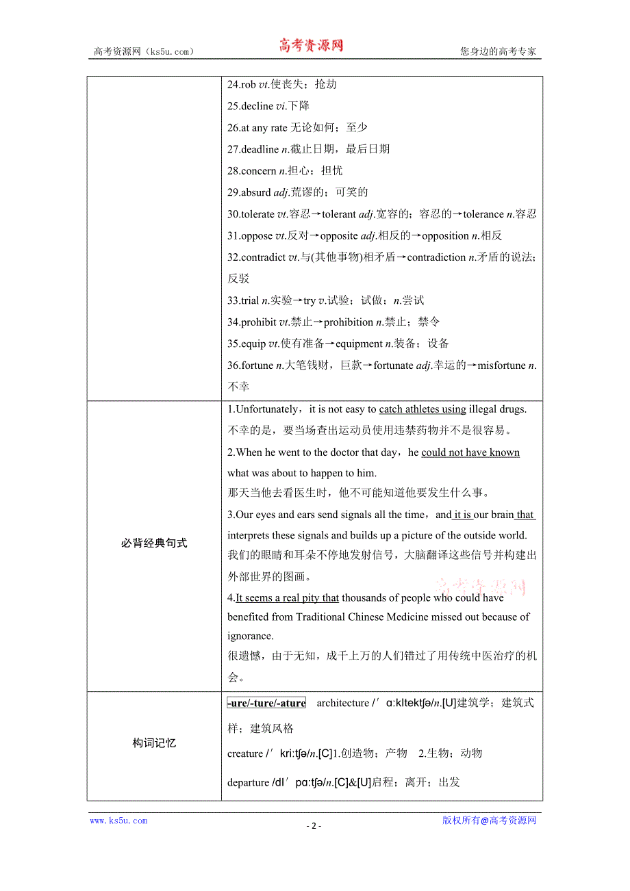 《步步高 北师大版》2016届高三一轮英语大一轮复习文档 选修7 UNIT 21 HUMAN BIOLOGY .docx_第2页