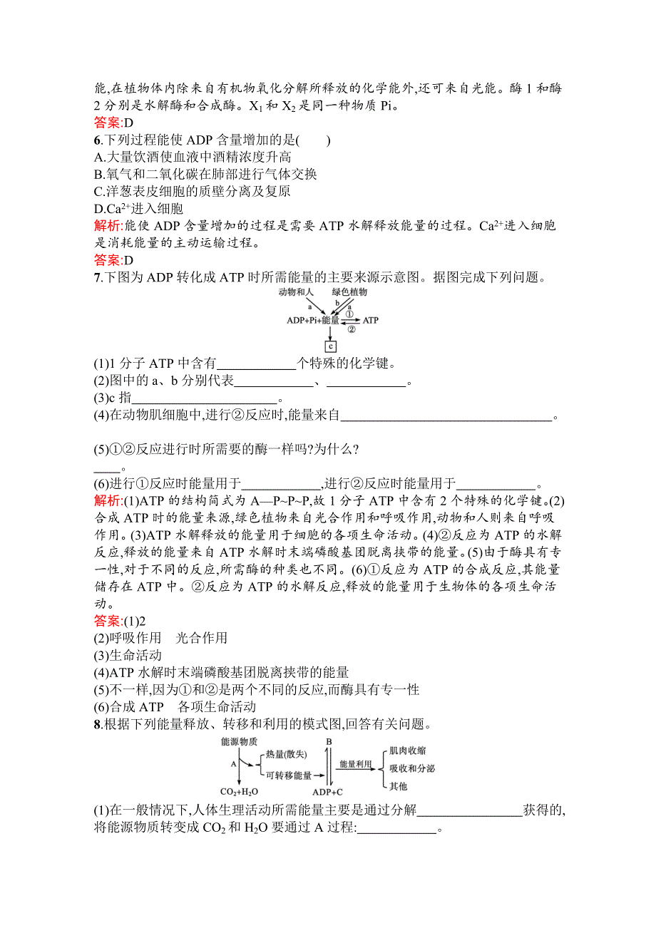 新教材2021-2022学年高中生物人教版（2019）必修1习题：第5章　第2节　细胞的能量“货币”ATP WORD版含解析.docx_第2页