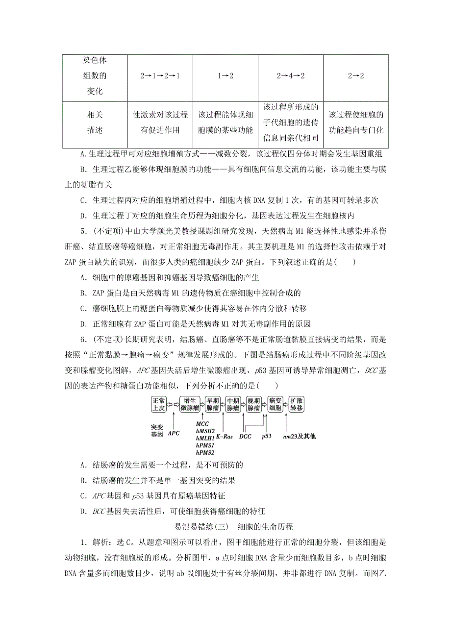 2020高考生物二轮复习 易混易错练（三）细胞的生命历程（含解析）.doc_第2页