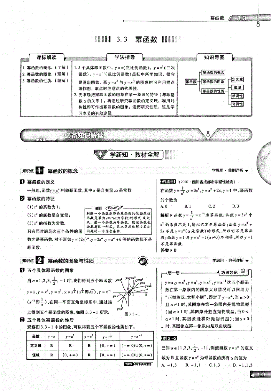 2021年高中数学 第3章 一函数的概念与性质 第3节 幂函数知识点、关键能力、解题通法、易混易错和专题归纳试题（PDF）新人教版必修1.pdf_第1页