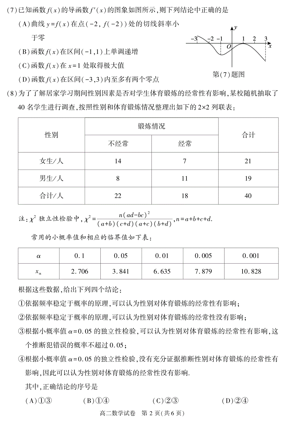 北京市朝阳区2021-2022学年高二下学期期末质量检测数学试题 PDF版 无答案.pdf_第2页