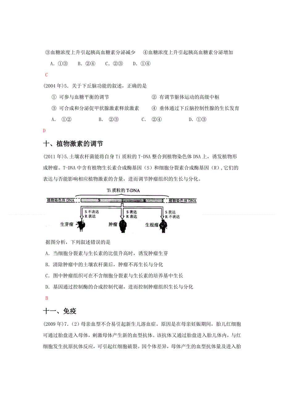 天津2014年高考理综生物试题分类素材：2004-2011年 必修三 选修三.doc_第2页