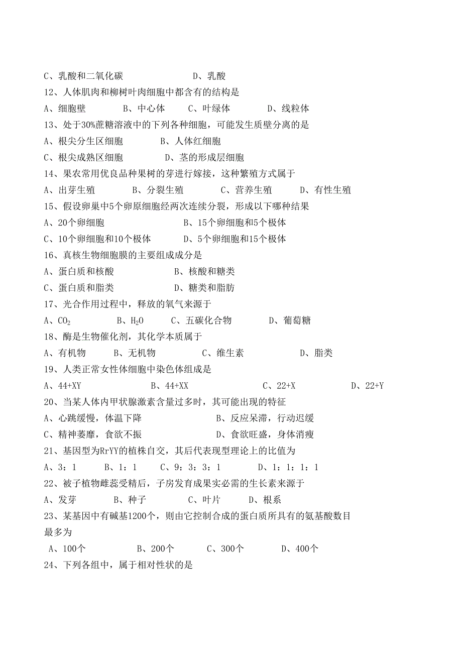 天津一百中学05-06下学期高二生物期末考试.doc_第2页