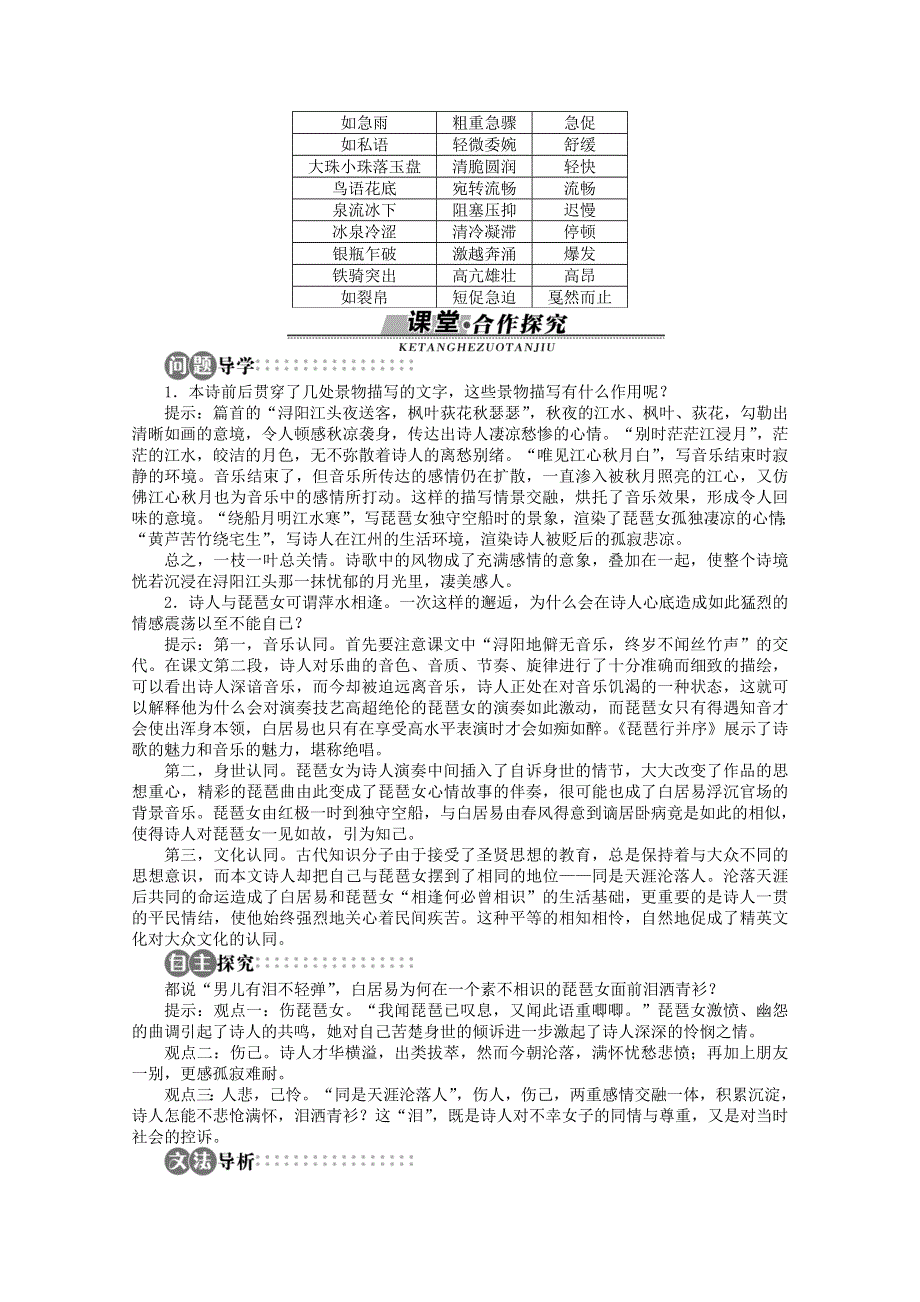 山东省淄博市高青县第三中学2013-2014学年高一语文学案：3.1.3《琵琶行并序》（苏教版必修4）.doc_第3页