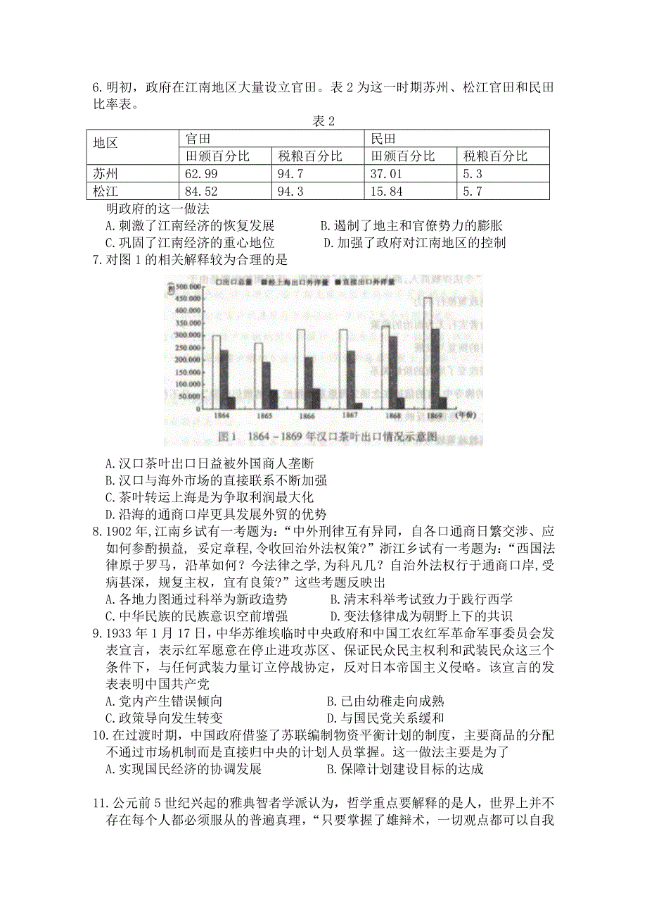 山东省淄博市高青县第一中学2020届高三5月份模拟考试历史试卷 WORD版含答案.doc_第2页