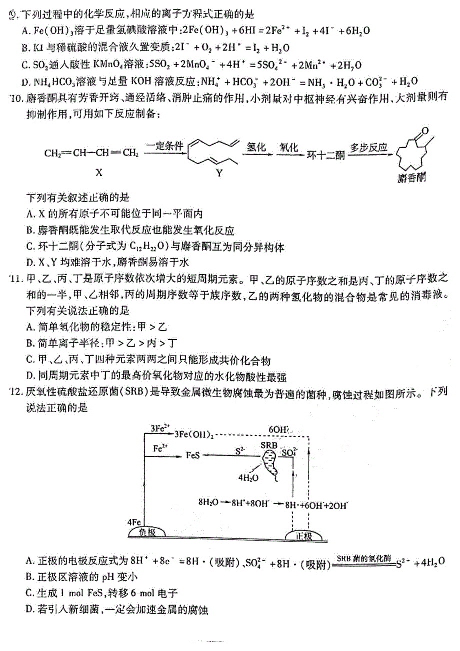 黑龙江省哈尔滨师范大学附属中学2022届高三第四次模拟考试 理综 PDF版试题.pdf_第3页