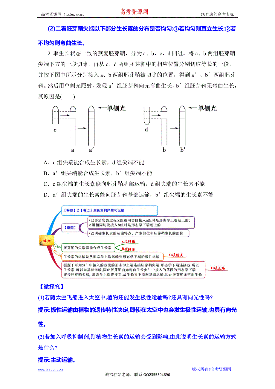 图解教材·人教版高中生物必修3（思维导图+微试题）3.1植物生长素的发现 WORD版含答案.doc_第2页