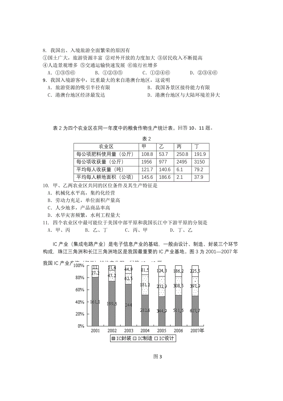 北京市朝阳区2013届高三上学期期末考试地理试题 WORD版含答案.doc_第3页