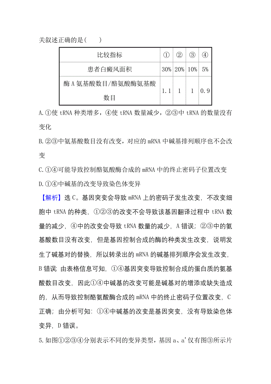 新教材2021-2022学年高中生物人教版必修2素养评价：第5、6章 基因突变及其他变异 生物的进化 WORD版含解析.doc_第3页