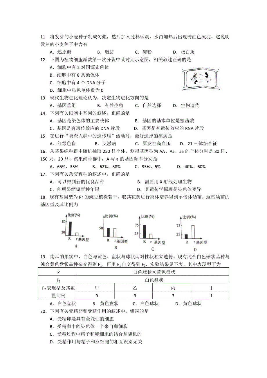 江苏省2012年普通高中学业水平测试（必修科目）试卷生物试题.doc_第2页