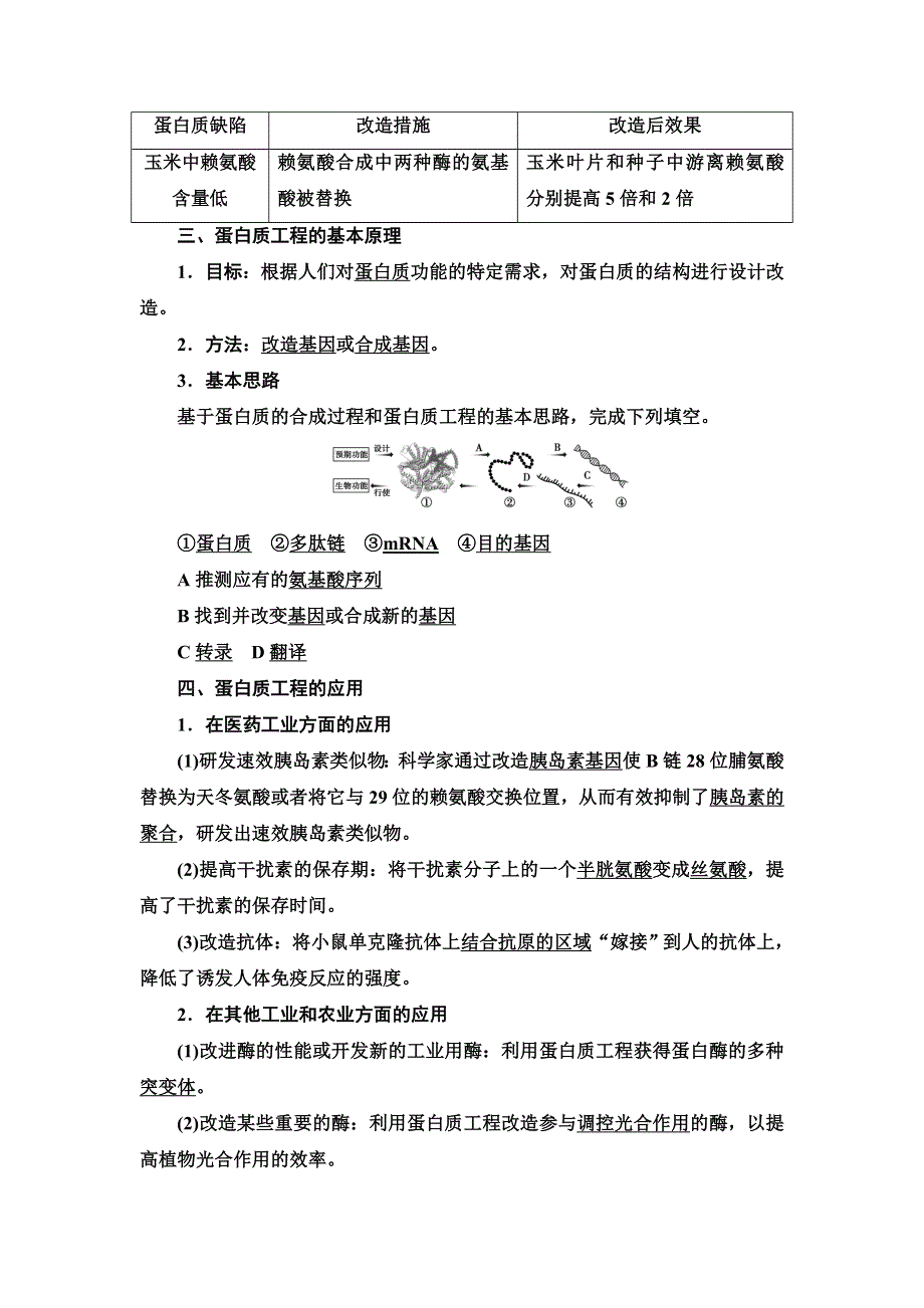 2021-2022同步新教材人教版生物选择性必修3学案：第3章 第4节　蛋白质工程的原理和应用 WORD版含答案.doc_第2页