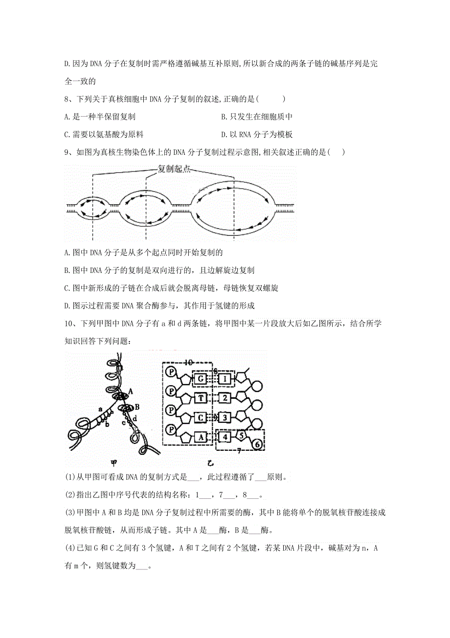 2020-2021学年新教材高中生物 第3章 基因的本质 3 DNA的复制随堂练习（含解析）新人教版必修2.doc_第3页