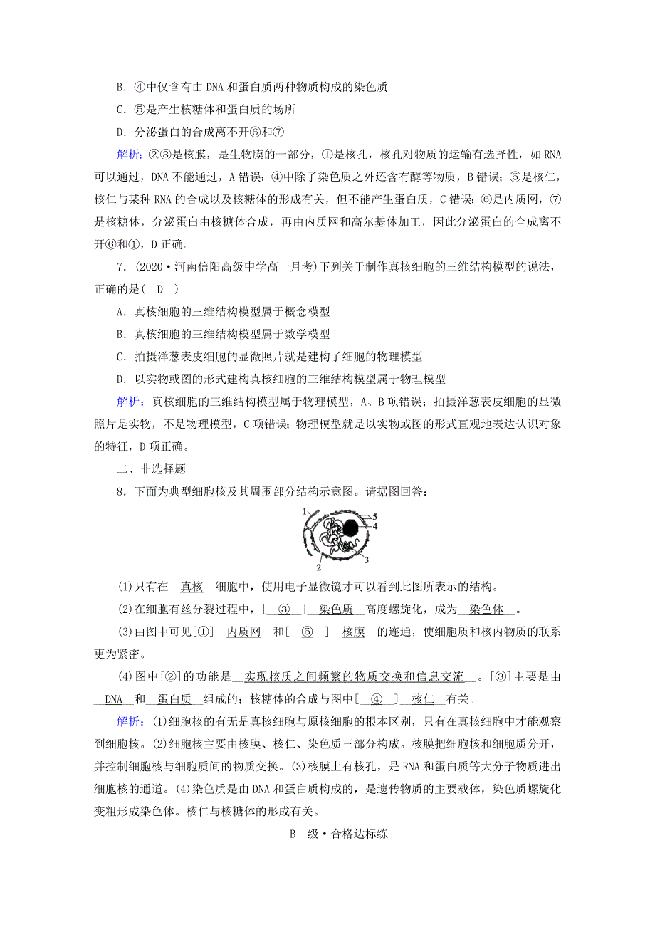 2020-2021学年新教材高中生物 第3章 细胞的基本结构 第3节 细胞核的结构和功能课时作业（含解析）新人教版必修1.doc_第3页