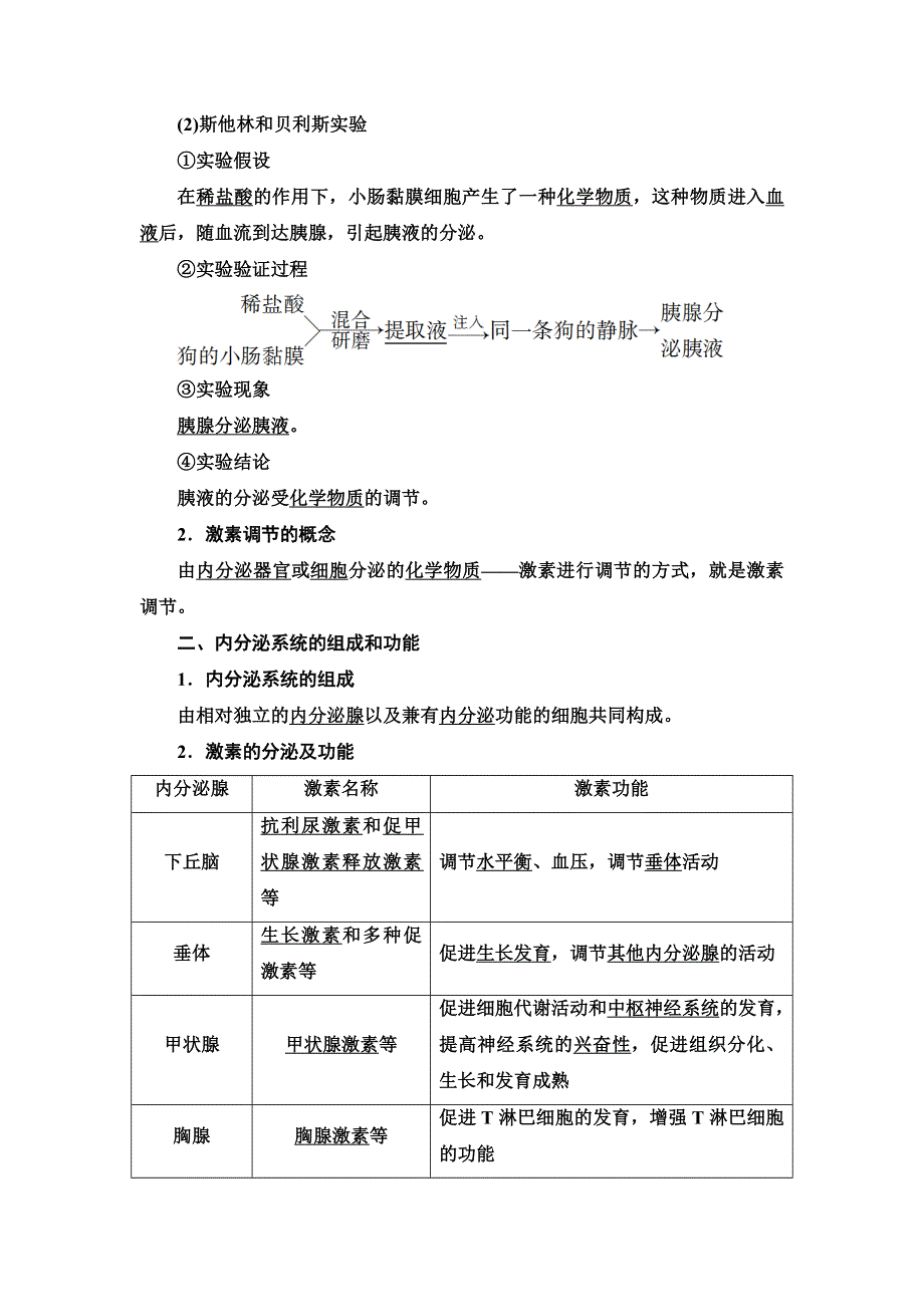 2021-2022同步新教材苏教版生物选择性必修1学案：第1章 第2节 第1课时　激素和激素调节作用的发现　内分泌系统分泌多种类型的激素 WORD版含答案.doc_第2页