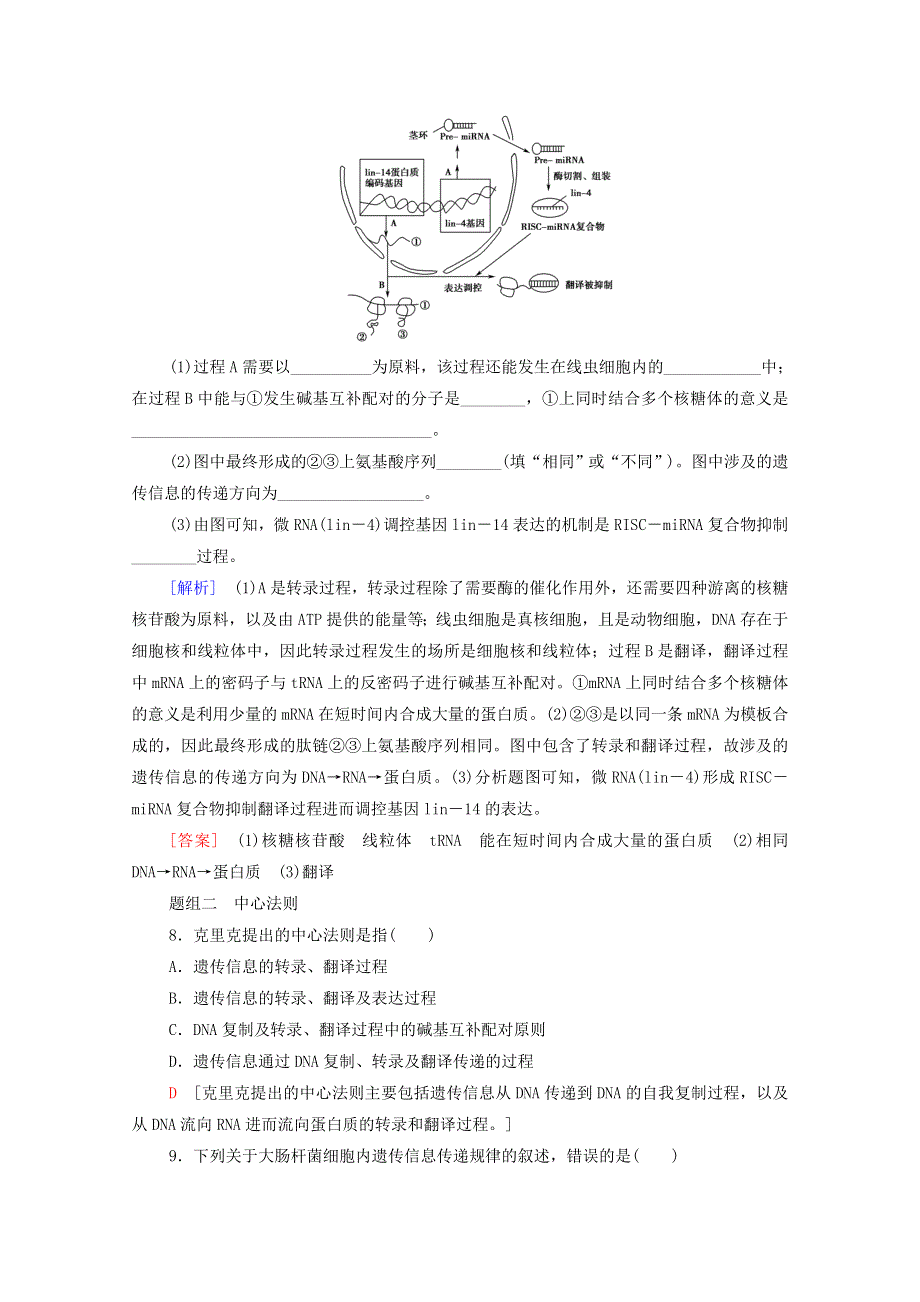 2020-2021学年新教材高中生物 第4章 基因的表达 第1节 基因指导蛋白质的合成课时分层作业（含解析）新人教版必修2.doc_第3页