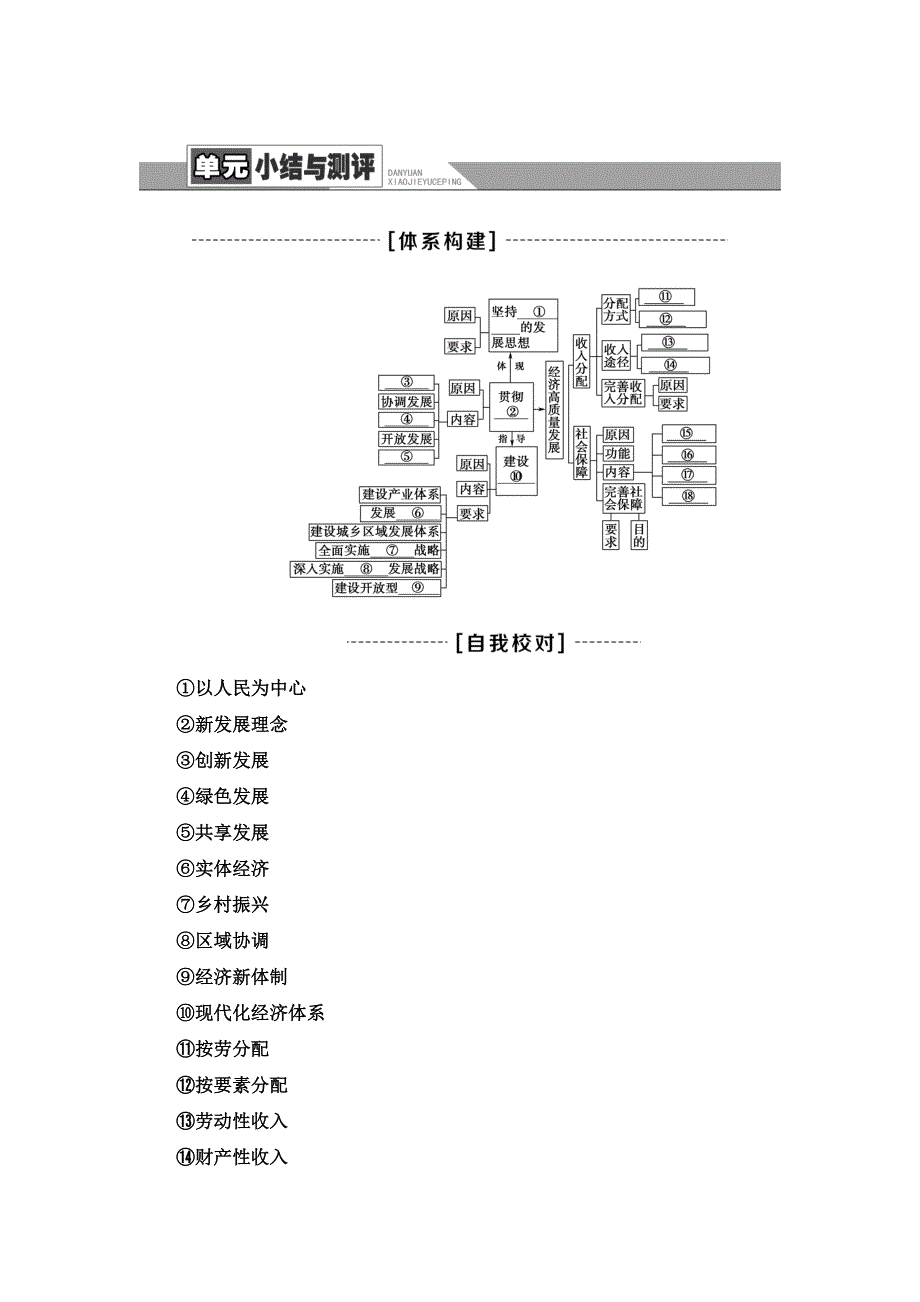 2021-2022同步新教材部编版政治必修2学案：第二单元 经济发展与社会进步 单元小结与测评 WORD版含答案.doc_第1页