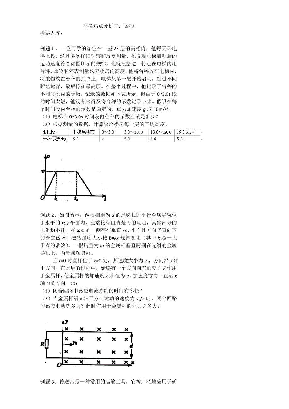 北京市第四中学高中总复习例题讲解：高考热点分析二：运动 WORD版.doc_第1页