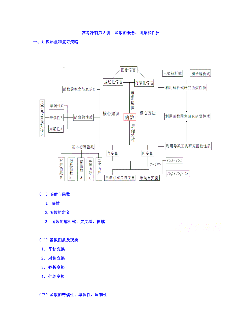 北京市第四中学2016高考理科数学总复习例题讲解：高考冲刺 第3讲 函数的概念、图象和性质 .doc_第1页