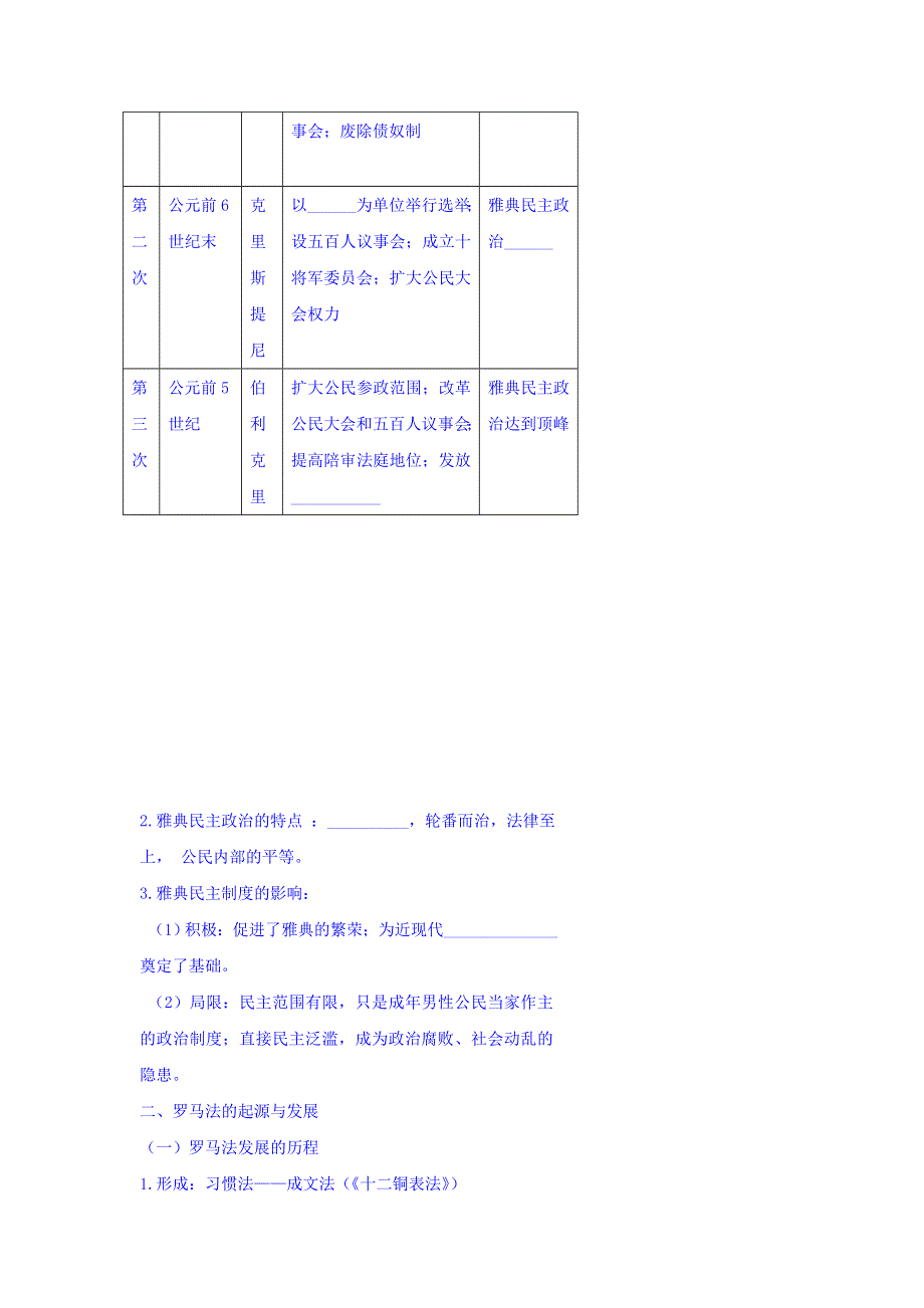 北京市第四中学2017届高考人教历史复习讲义：古代希腊罗马的政治制度 WORD版含答案.doc_第2页