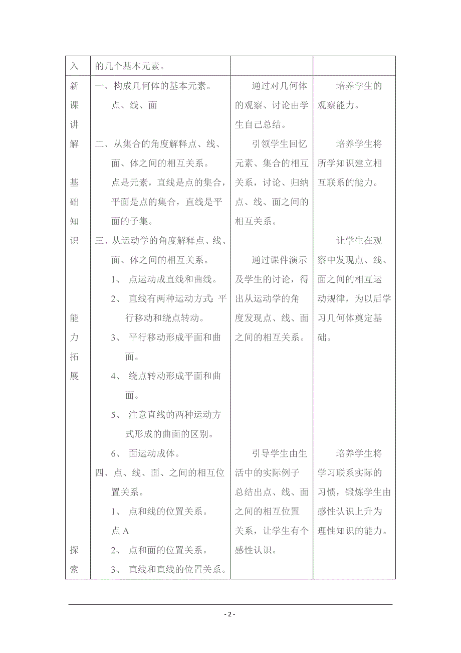 2012高一数学教案 1.1.1 构成空间几何体的基本元素 （新人教B版必修2）.doc_第2页