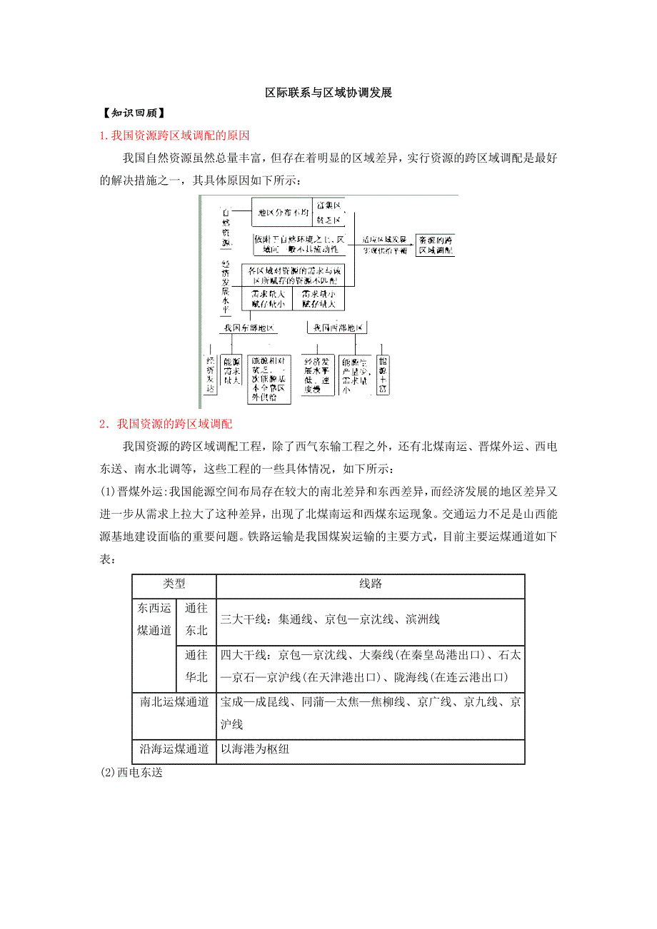 《名校推荐》浙江省萧山中学新课标2017届高三地理一轮复习学案：区际联系与区域协调发展 WORD版含解析.doc_第1页