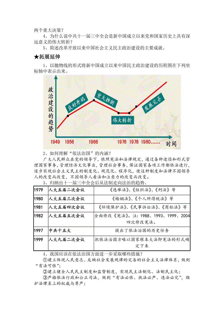 《名校推荐》浙江省镇海中学高三历史一轮必修一复习学案 专题四 现代中国的政治建设与祖国统一 .doc_第3页