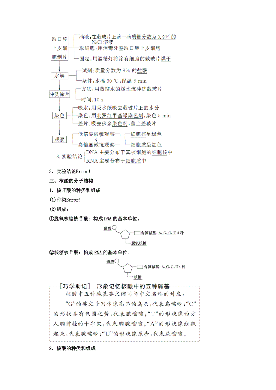 2017-2018学年人教版生物必修1教学案：第2章 第3节 遗传信息的携带者——核酸 WORD版含答案.doc_第2页