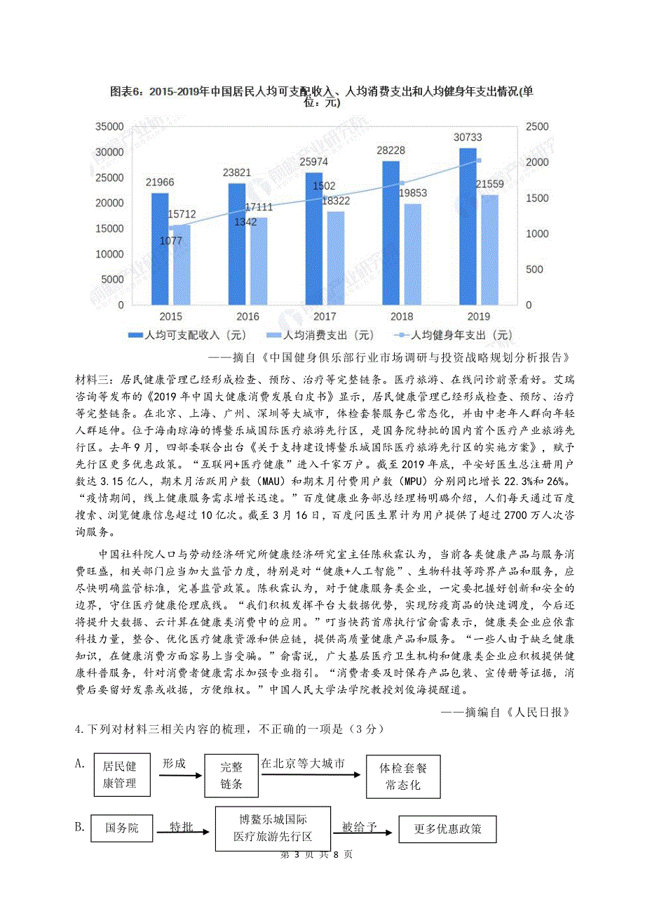 安徽蚌埠市教师2020届高三“我为高考命题”仿真模拟语文试卷（蚌埠二中7） PDF版含答案.pdf_第3页