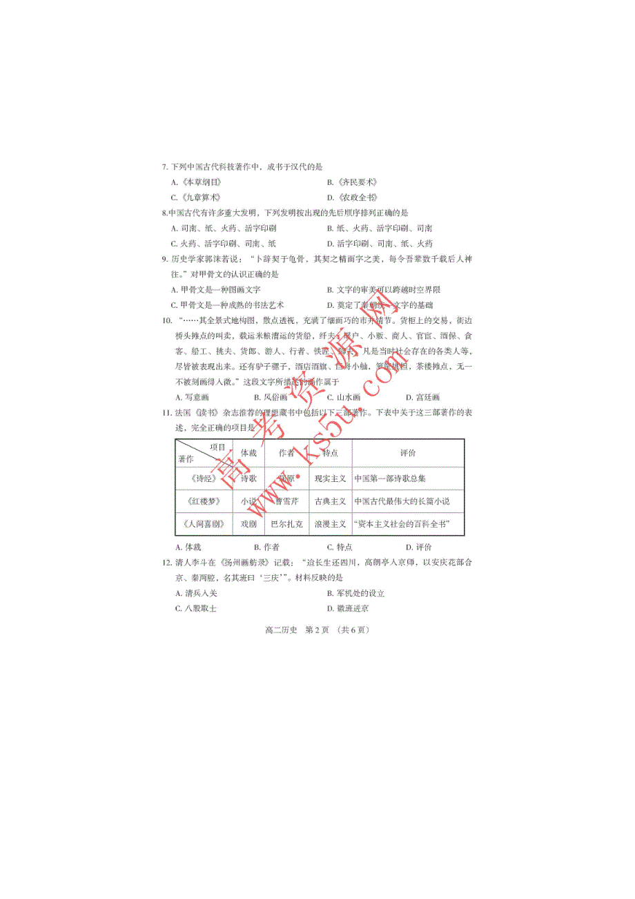 《首发》辽宁省锦州市2013-2014学年高二上学期期末考试 历史试题扫描版试题WORD版答案.doc_第2页