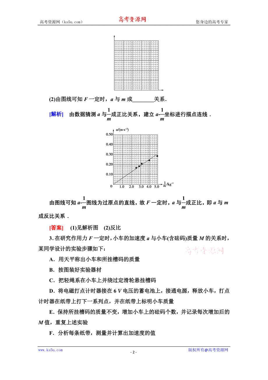 2021-2022学年新教材粤教版物理必修第一册课后落实：4-2　加速度与力、质量之间的关系 WORD版含解析.doc_第2页