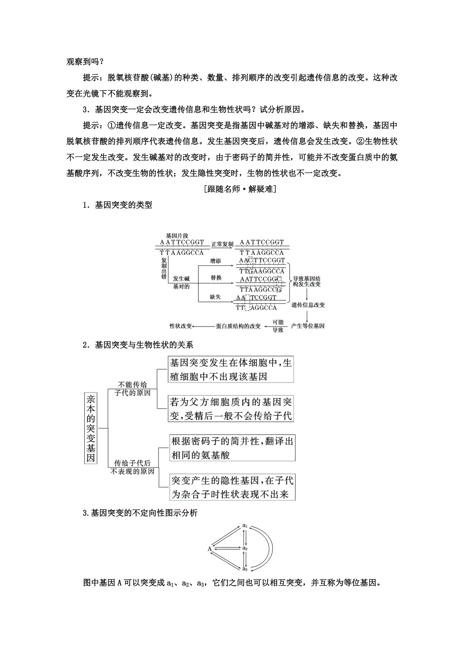 2017-2018学年人教版高中生物必修二教材用书：第5章 基因突变及其他变异 第1节 基因突变和基因重组 WORD版含答案.doc_第3页