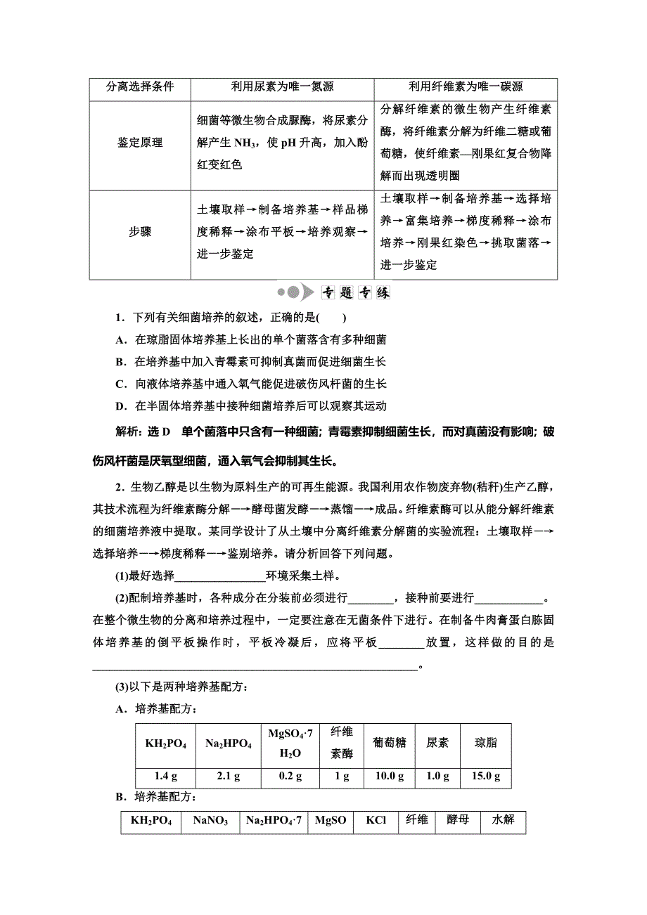 2017-2018学年人教版高中生物选修一教材用书：专题2 微生物的培养与应用 专题 培养基与微生物的分离 WORD版含答案.doc_第2页