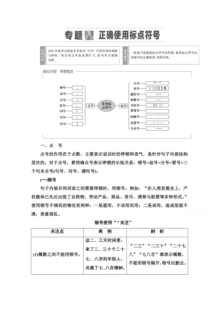 2021版新高考语文一轮鲁琼京津教师用书：第3部分 专题8 正确使用标点符号 WORD版含解析.doc_第1页