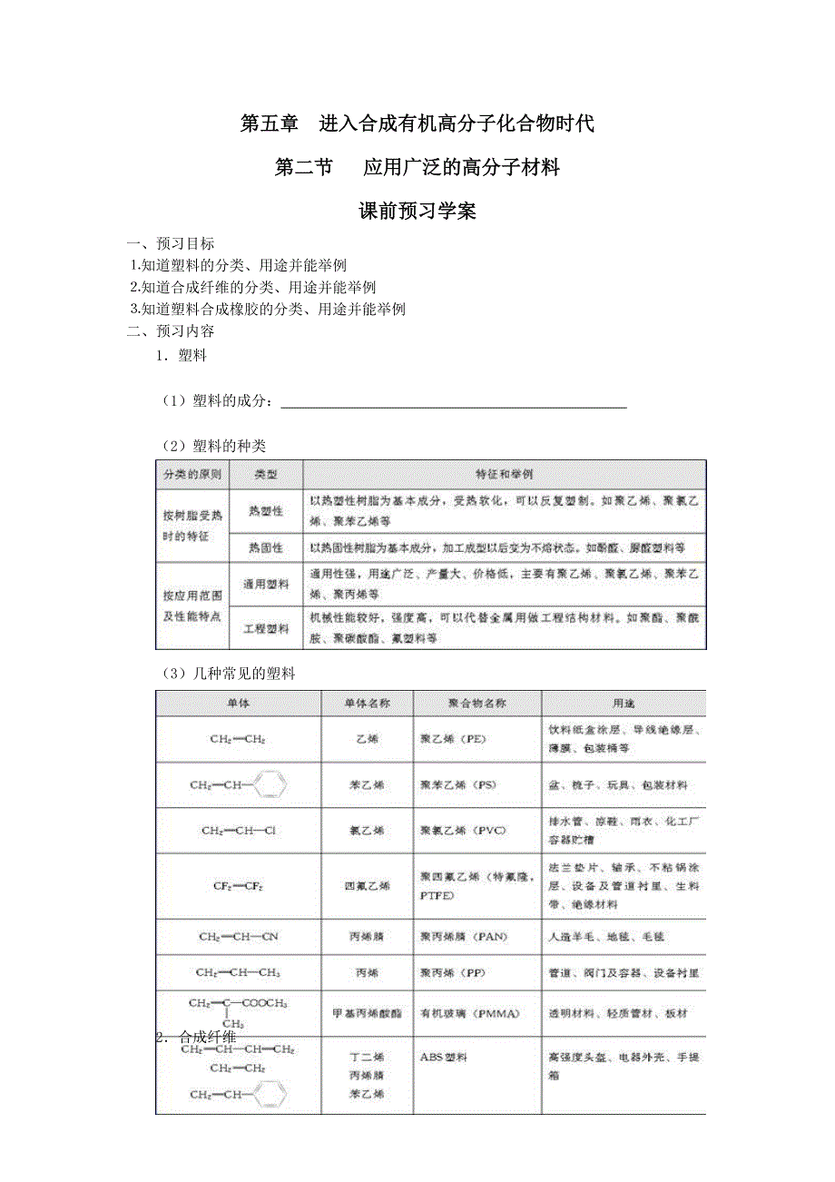 2012高二化学学案 5.2 应用广泛的高分子材料 （新人教选修5）.doc_第1页