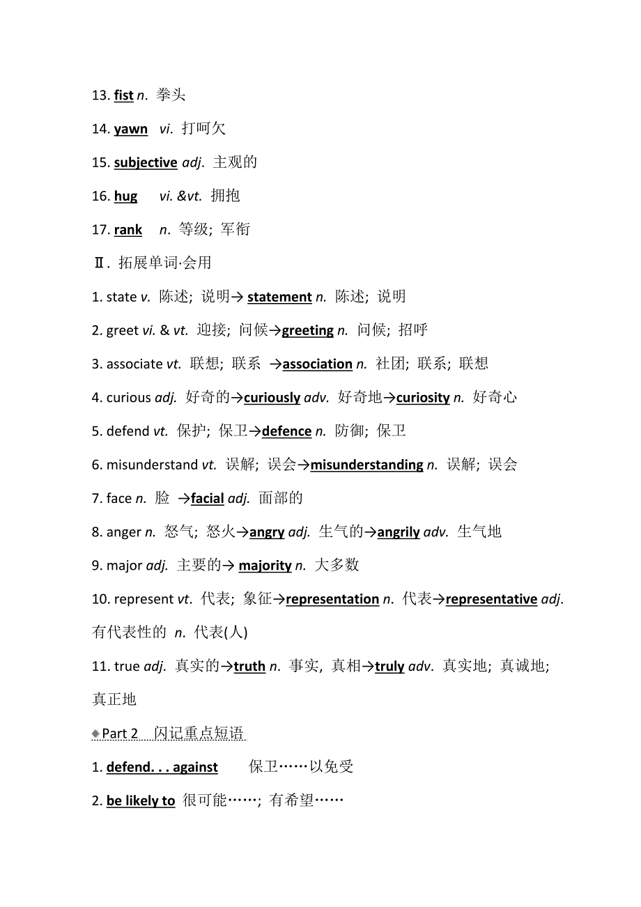 2021版新高考英语人教版一轮知识自查学案：必修4 UNIT 4 BODY LANGUAGE WORD版含解析.doc_第2页