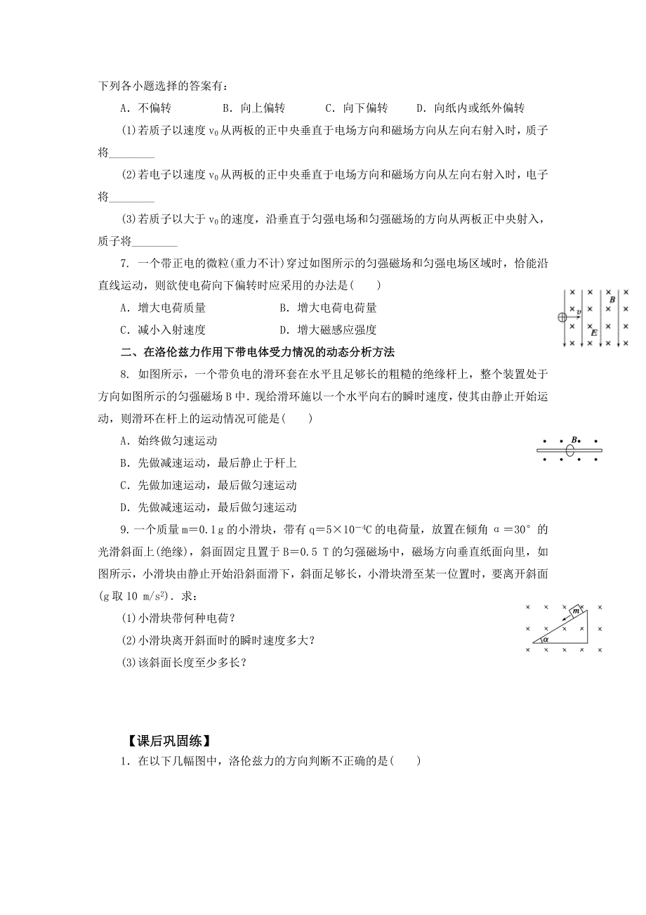 吉林省舒兰市第一中学高中物理人教版选修3-1导学案：3.5 运动电荷在磁场中受到的力 .doc_第3页