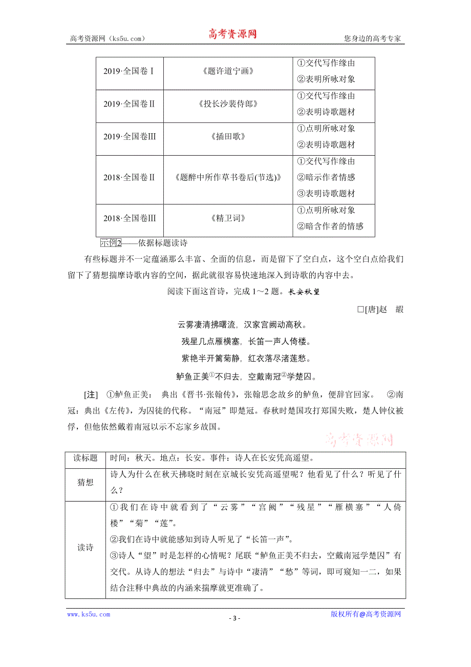 2022高三语文一轮复习教师用书：专题七　古代诗歌鉴赏 WORD版含解析.doc_第3页