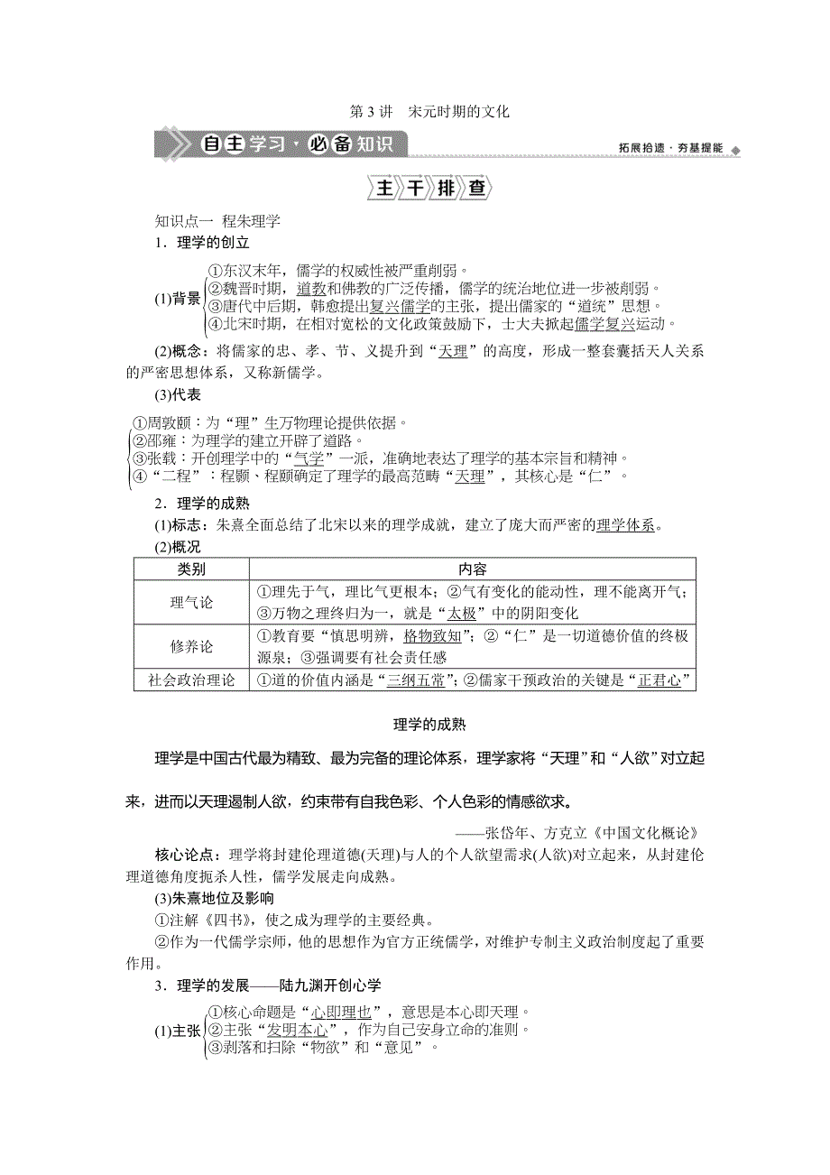 2021版新高考选考历史（人民版通史）一轮复习学案：第四单元　第3讲　宋元时期的文化 WORD版含答案.doc_第1页