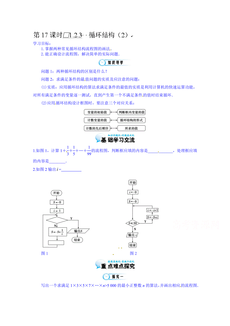 江苏省响水中学高三数学复习学案：1.2.3循环结构（2）.doc_第1页