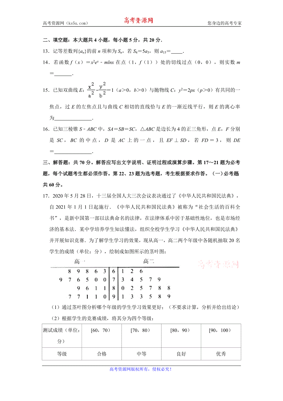 《解析》四川省绵阳市高中2021届高三第三次诊断性考试文科数学试卷 WORD版含解析.doc_第3页