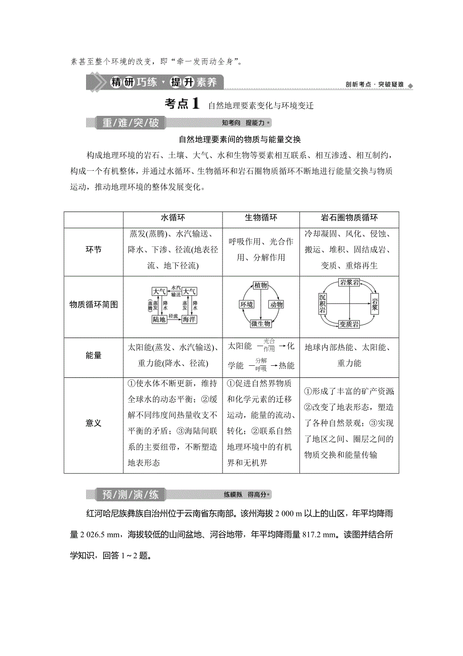 2021版新高考选考地理（湘教版）一轮复习教师用书：第15讲　自然地理要素变化与环境变迁　自然地理环境的整体性 WORD版含答案.doc_第3页