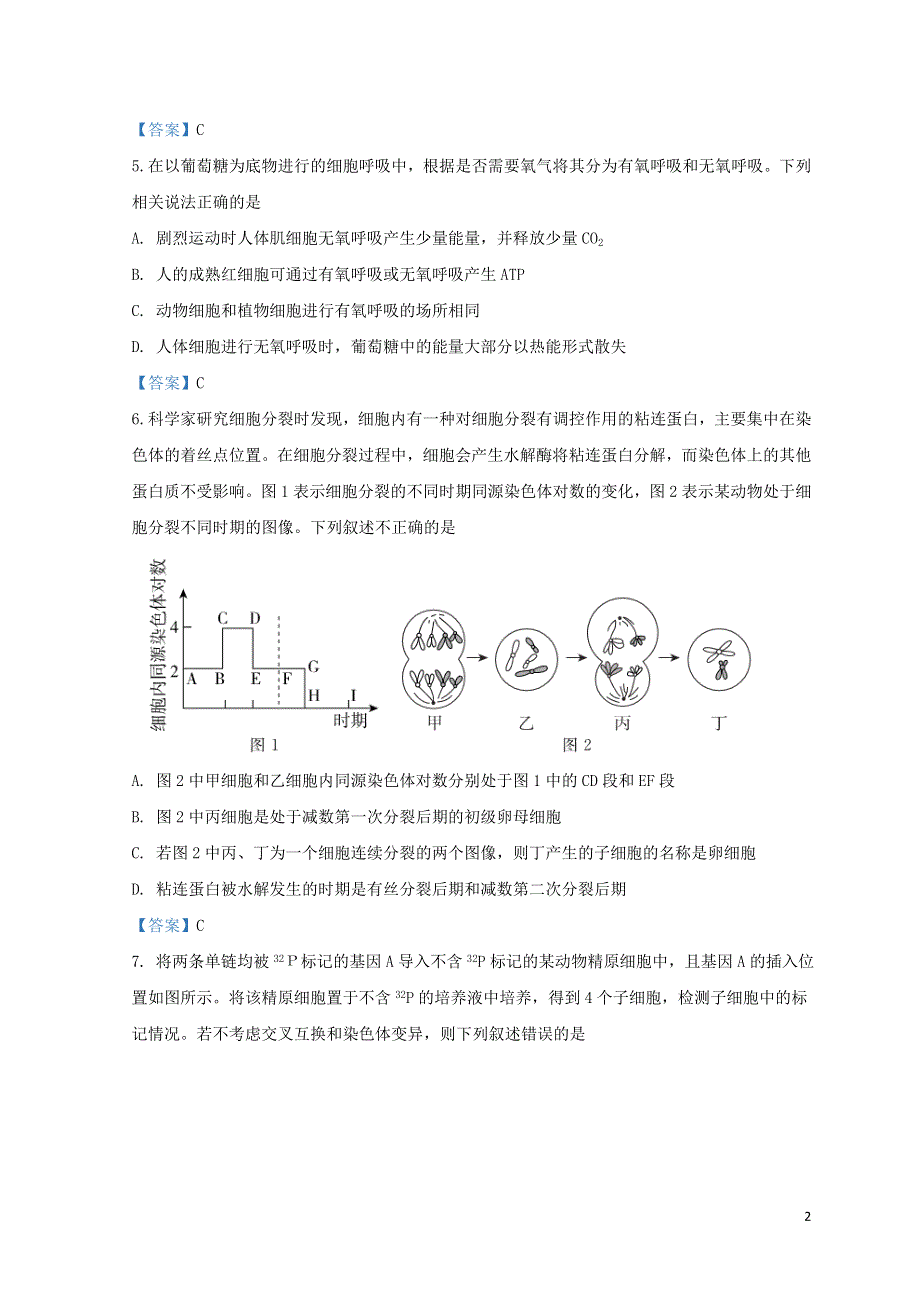 广东省肇庆市2022届高三生物上学期第二次模拟考试试题（1月）.doc_第2页