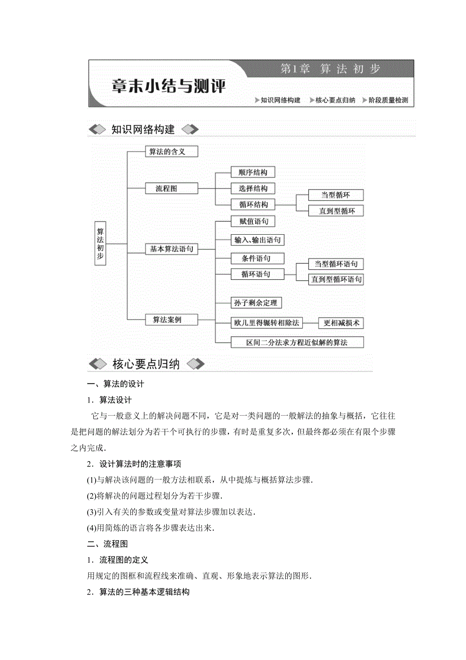 2017-2018学年数学苏教版必修3教学案：第1部分 第1章 章末小结与测评 WORD版含解析.doc_第1页