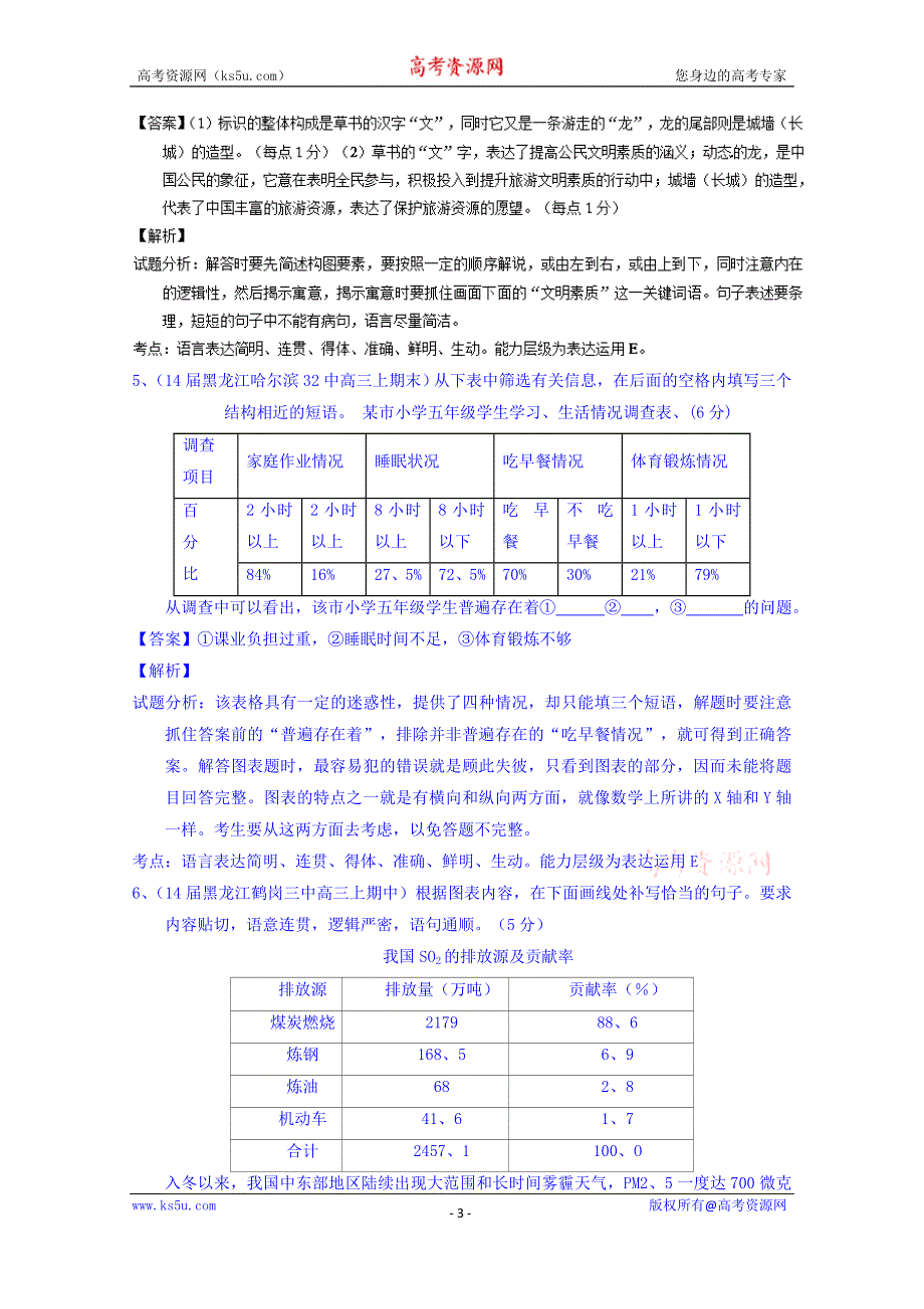 备战2015高考语文走出题海之名校高三模拟试题分省分项精编版（黑龙江）专题11 图文转换 WORD版含解析.doc_第3页