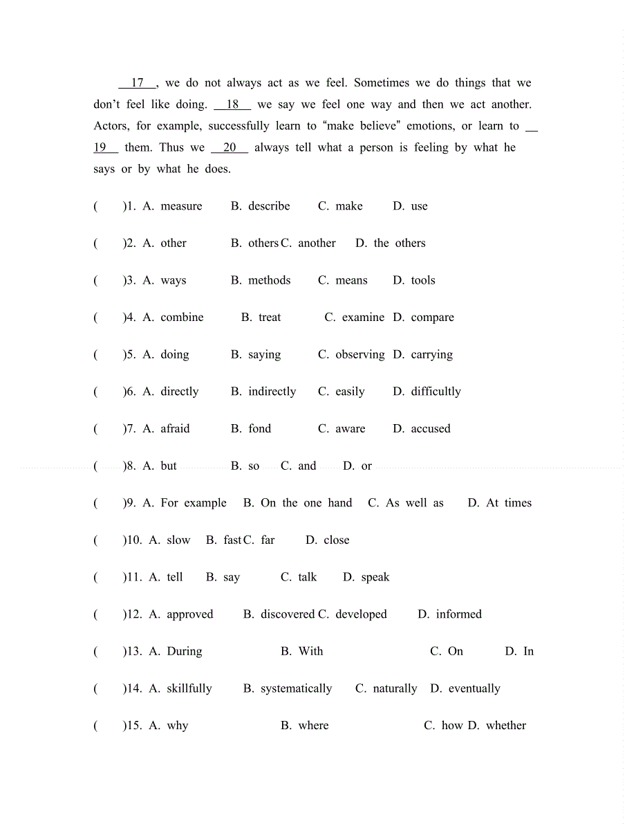 2014届高考英语二轮提优限时精练三 45分钟综合性过关小练习（5） WORD版含答案.doc_第2页